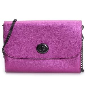 COACH Metallic Leather Chain Cross Body Bag